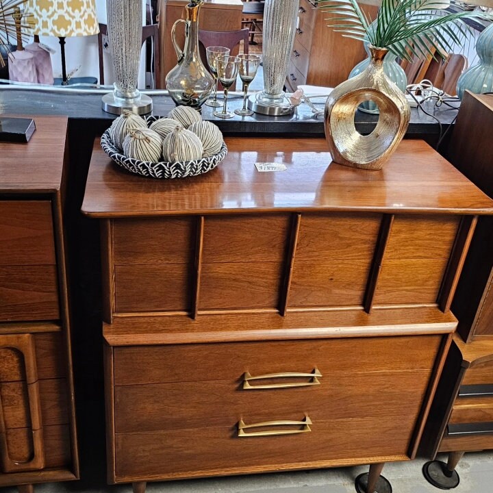 Mid Century Modern Dresser Kent Coffey MCM Tallboy Dresser Walnut 1960's