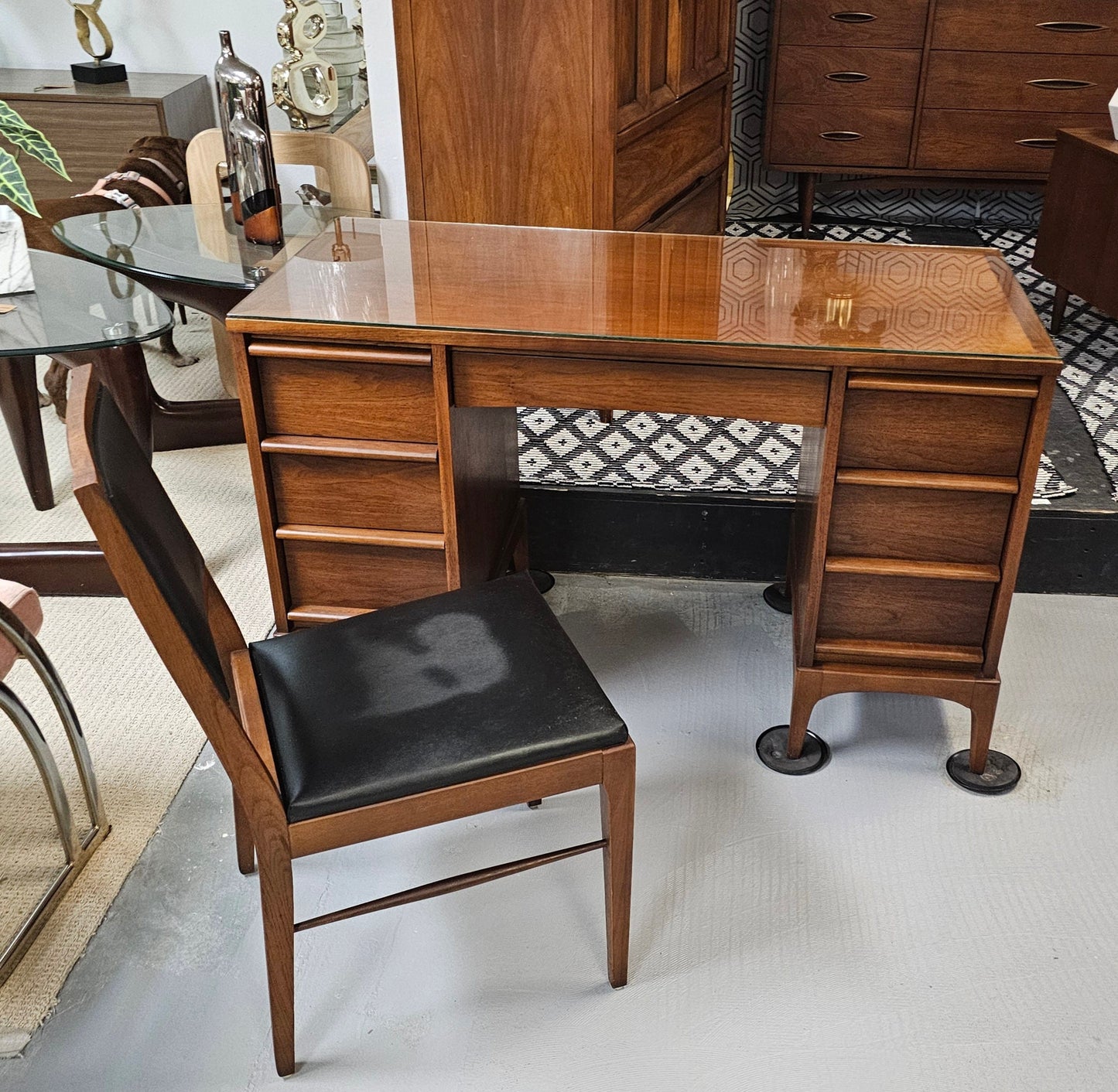 Lane Rhythm Collection MCM Desk - Walnut - w/Chair - 1960s